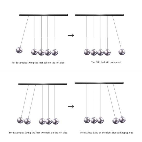 Newton Cradle Balance / Balls Classic and Large (Silver)